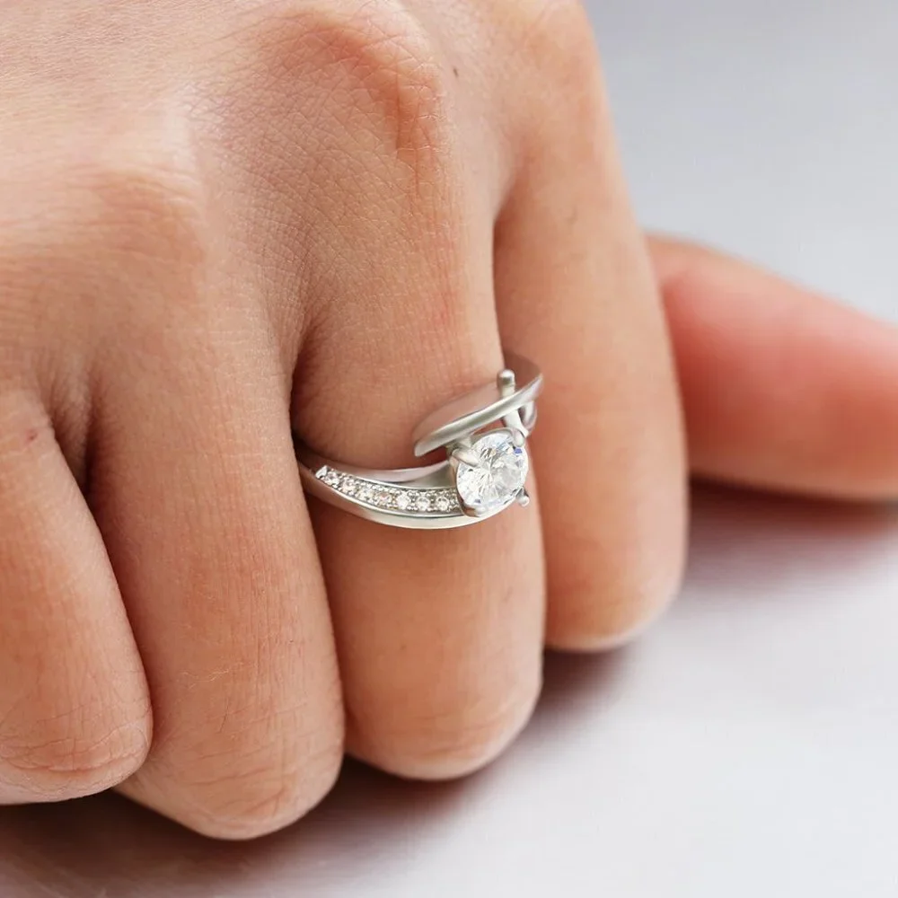 💕 Exclusive 925 Silver Plated Classy CZ Wedding Ring, GPMB1488
